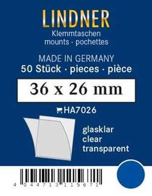 Lindner ha7026 50er Packung Zuschnitte 36 mm x 26 mm Unterfolie glasklar