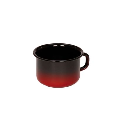 Riess Schale Kaffeeschale hoch Ø10cm 0,4 Liter Emaille rot/schwarz