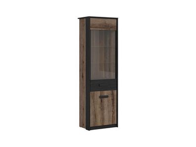 BLACK RED WHITE Vitrinenschrank Kassel | Standvitrine | 41 x 60 x 195 cm, Braun