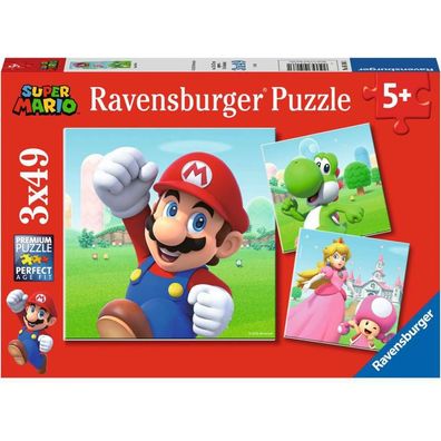 Kinderpuzzle Super Mario (3x49 Teile Puzzle für Kinder ab 5 Jahren)