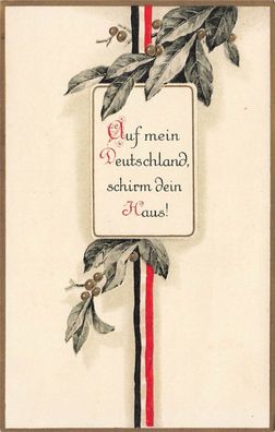 Auf mein Deutschland, schirm dein Haus! Patriotika Geprägt Postkarte AK 1915