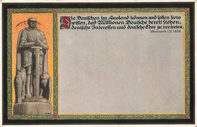 Bismarckkarte mit Denkmal Spruchkarte Patriotika Postkarte AK 1914