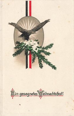 Ein gesegnetes Weihnachtsfest mit Adler Patriotika Geprägt Postkarte AK 1914