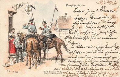 Durstige Seelen Garde-Postkarte Patriotika Postkarte AK 1899