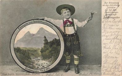 Ehrengabe zum Jubiläumsschiessen Berchtesgaden Patriotika Postkarte AK 1917