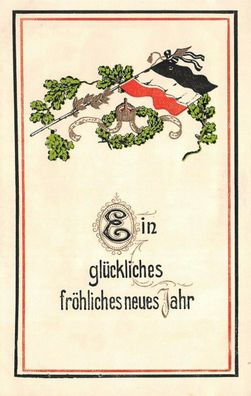 Ein glückliches fröhliches neues Jahr mit Reichsfahne Patriotika AK 1915