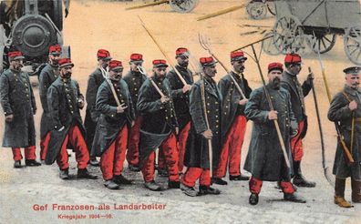 Gefangene Franzosen als Landarbeiter Patriotika Postkarte AK 1916