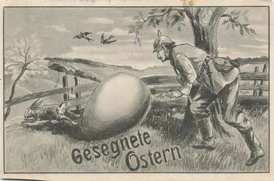 Gesegnete Ostern mit Soldat Patriotika Postkarte AK 1915