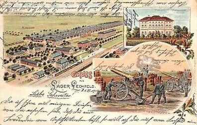 Gruss aus dem Lager Lechfeld Bayern Litho Postkarte AK 1900