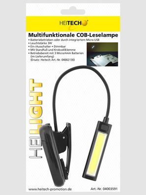 Multifunktionale COB-Leselampe Mit Standfuß und Krokodilklemme für Schreibtische