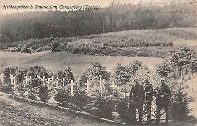 Heldengräber bei Sanatorium Tannenberg Patriotika Postkarte AK 1916