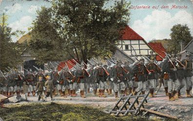 Infanterie auf dem Marsche Patriotika Postkarte AK 1916