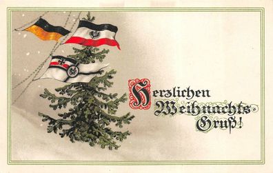 Herzlichen Weihnachtsgruß! Patriotika Postkarte AK 1914