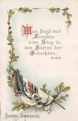 Herzlichen Neujahresgruss Patriotika Postkarte AK 1916