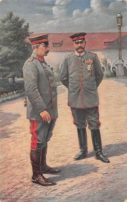 Hindenburg und Wilhelm II im Schloss Posen Rotkreuz Patriotika Postkarte AK 1916