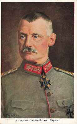 Kronprinz Rupprecht von Bayern mit EK2 Patriotika Postkarte AK 1915