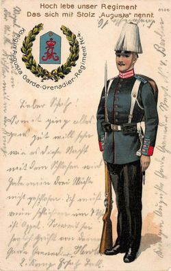 Königin Augusta Garde Grenadier Regiment Nr.4 Patriotika Postkarte AK 1914