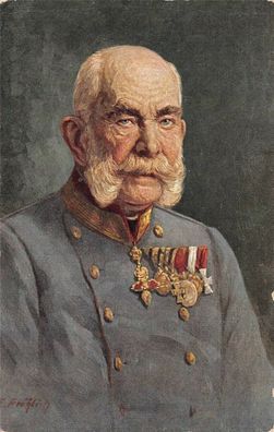 Portrait Kaiser von Österreich Franz Joseph Patriotika Postkarte AK