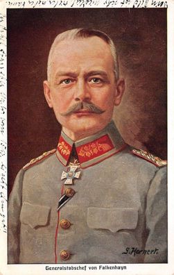 Portrait von Generalstabschef von Falkenhayn Patriotika Postkarte AK 1918