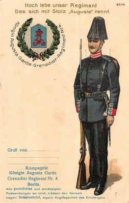 Regimentskarte- BERLIN - Garde-Grenadier-Regiment Nr.4 LITHO-AK 1916