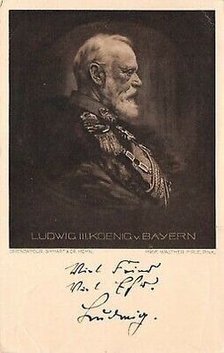 Portrait von König Ludwig III. von Bayern Rotkreuz Patriotika Postkarte AK 1914