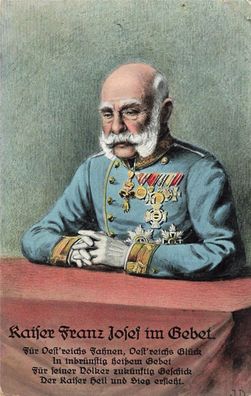 Portrait Kaiser Franz Josef im Gebet Postkarte AK 1915