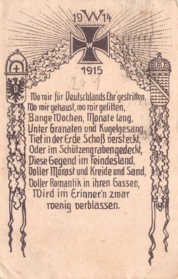 Spruchkarte mit EK2 Patriotika Postkarte AK 1915