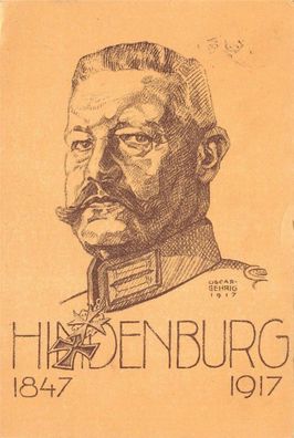 Skizzen Portrait Generalfeldmarschall Hindenburg Patriotika Postkarte AK 1918