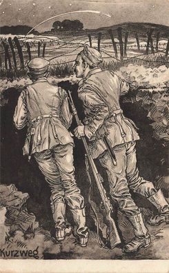 Soldaten auf Horchposten Kurzweg Postkarte AK 1916