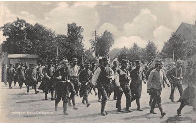 Transport französische Gefangener Soldaten Feldpostkarte 1. WK