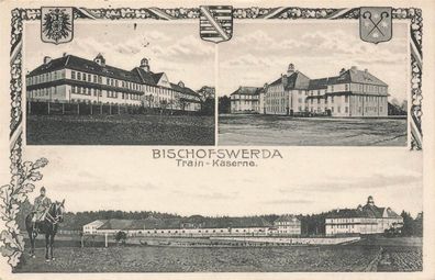 Train-Kaserne in Bischofswerda Sachsen Postkarte AK 1916