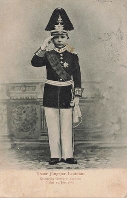 Unser jüngster Leutnant Kronprinz Georg von Sachsen Patriotika Postkarte AK 1906