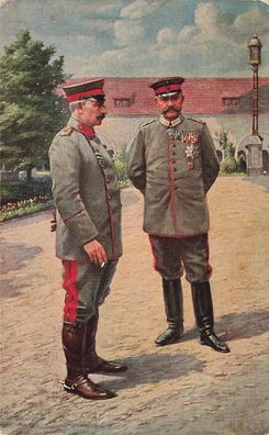 Wilhelm II und Hindenburg im Schloss zu Posen Rotkreuz Patriotika Postkarte AK