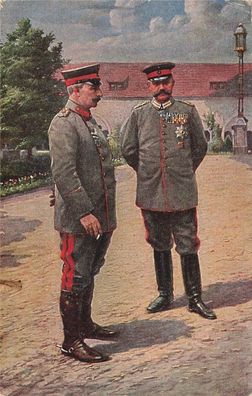 Wilhelm II. und Hindenburg im Schloss zu Posen Rotkreuz Postkarte AK 1916