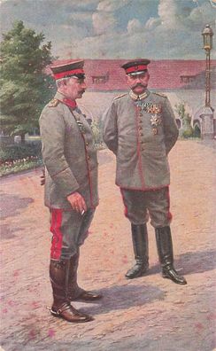 Wilhelm II und Hindenburg im Schloss zu Posen Rotkreuz Postkarte AK