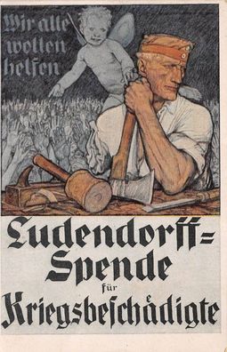 Ludendorff-Spende für Kriegsbeschädigte Postkarte AK