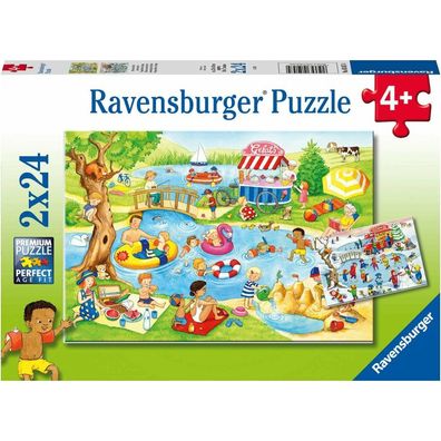 Puzzle 2x24 Teile Freizeit am See ab 4 Jahre Zwei Puzzles für doppelten Puzzlespaß