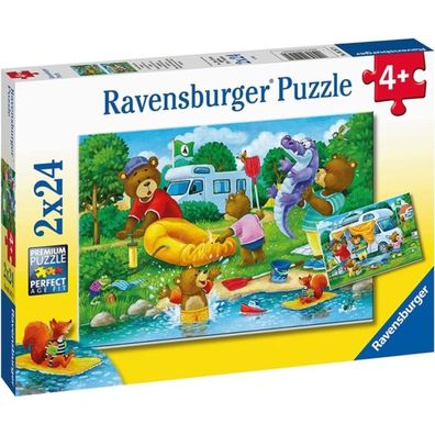 Puzzle 2x24 Teile Familie Bär geht campen Zwei Puzzles für doppelten Puzzlespaß