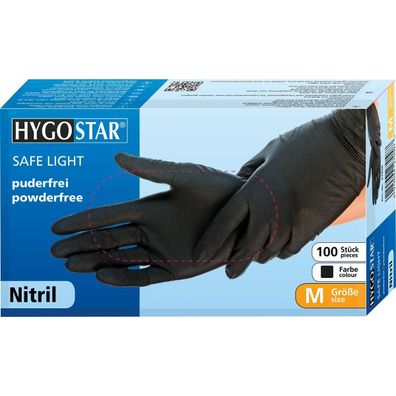 Hygostar 27008 Nitrilhandschuhe Safe Light schwarz Gr. 10/XL puderfrei