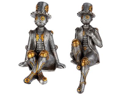 Gilde Poly Steampunk Skulptur Kantensitzer "Tin man" VE 2 89416