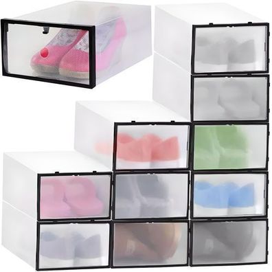 Schuhboxen Set 10 er Transparent Aufbewahrungsbox für Schuhe 29x20x12cm Retoo