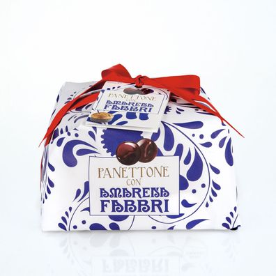 Food-United FABBRI Panettone 2x1KG mit Amarena-Kirschen Hefekuchen Weihnachtskuchen