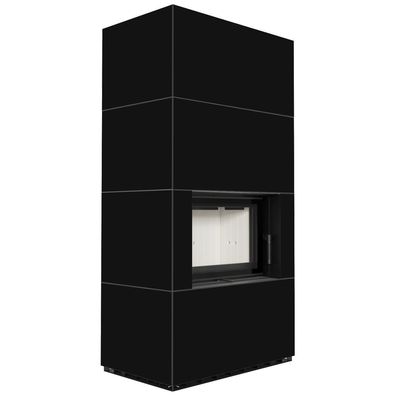 Kaminbausatz KRATKI FLOKI BOX 8 kW Ø 160 Quarzsinter NERO Assoluto mit Türfeder