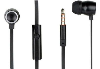 Fontastic Telefon Headset In-Ear Handy Smartphone Ohrhörer Alu schwarz 3,5mm 4-polig