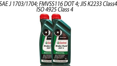 Castrol Brake Fluid Dot 4 Bremsflüssigkeit 2x1 Liter