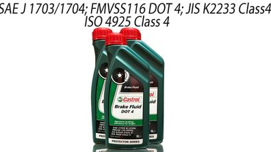 Castrol Brake Fluid Dot 4 Bremsflüssigkeit 3x1 Liter