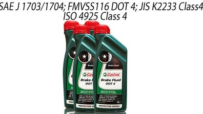 Castrol Brake Fluid Dot 4 Bremsflüssigkeit 4x1 Liter