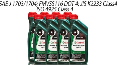 Castrol Brake Fluid Dot 4 Bremsflüssigkeit 8x1 Liter
