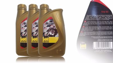 Eni i-ride ( Agip ) 4T 10W60 Motorradöl 10W-60 Piaggio 3x 1 Liter