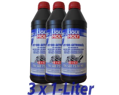 LIQUI MOLY 1407 Hypoid-Getriebeöl TDL SAE 75W-90 3 x 1 Liter